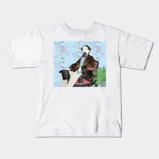 Charles Dickens in Marbled Bookbinding Paper Kids T-Shirt